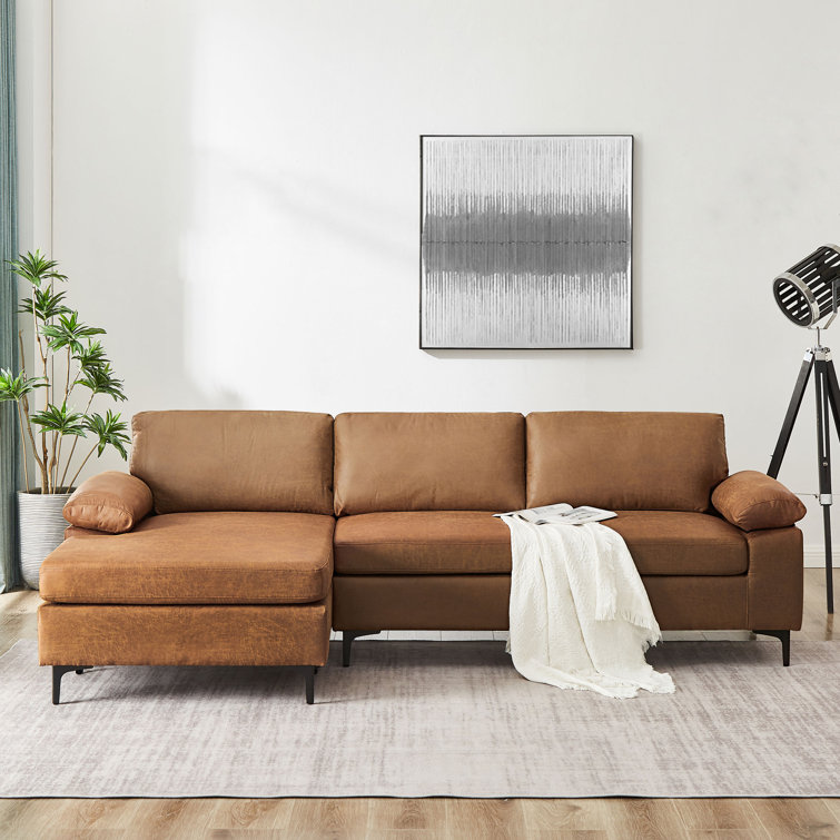 Real leather sectional with outlet chaise